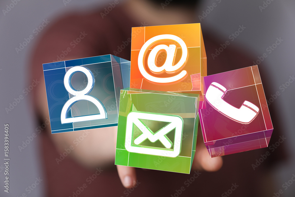 Poster modern contact icons for website or app. easy to use and visually appealing.