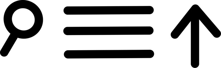 Obraz premium Minimal UI icons: back, menu, search