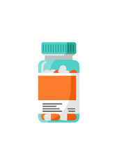 Multivitamin bottle. Flat vector isolated on transparent background