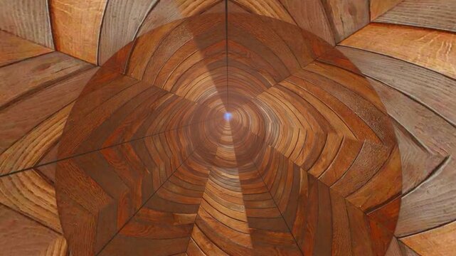 Rotating circular animation of parquet wood floor pattern.