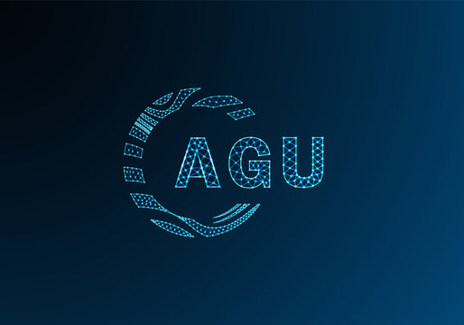 AGU low poly letter logo vector design. AGU lower poly logo design. AGU unique low poly logo design.