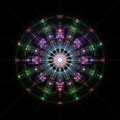 Fototapeta premium Colorful abstract fractal background with circular patterns and digital energy design