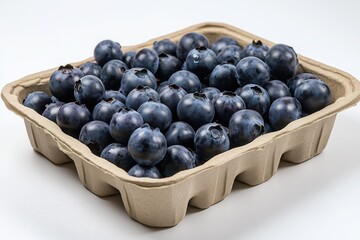 Abundant Blueberries in a Carton: A close-up shot of a tray brimming with plump, juicy blueberries, capturing their fresh, vibrant appeal.