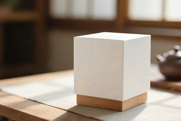 wooden box on table box still life Zen Chinese Asian nature style poetry tea product packaging shooting background prototype scene wallpaper