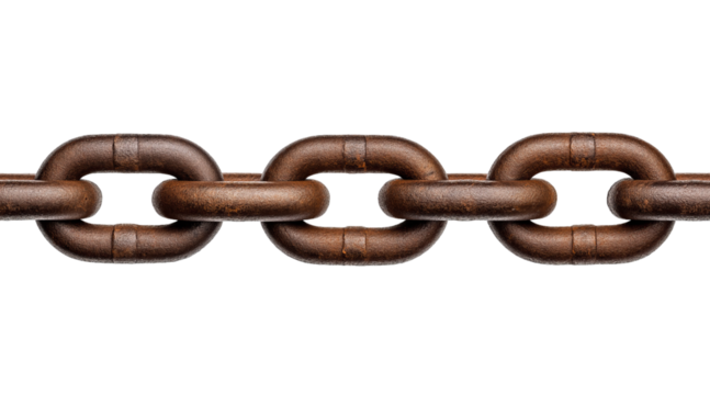 Rustic brown chain isolated on a transparent background in PNG format. - Powered by Adobe