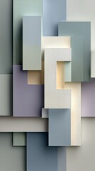 Minimalist Cubist Paper Collage in Soft Pastel Tones
