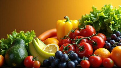 A colorful array of fresh fruits and vegetables.