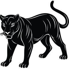  Stylized black panther vector illustration with white accents