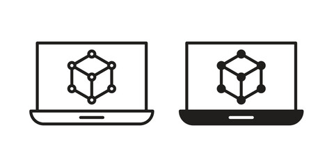 Computer simulation icon vector illustration. Flat design. Graphic design vector symbols.