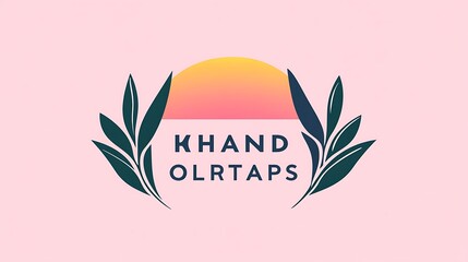 Minimalist logo with text and leaves.  Sunset gradient