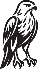 Obraz premium Stylized hawk graphic bold black and white design, Powerful raptor vector illustration