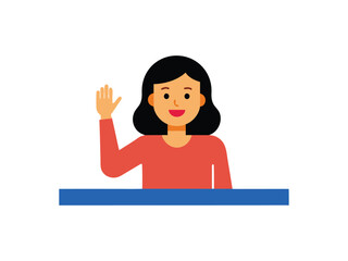 girl with a blank sign  on icon vector art on white background 