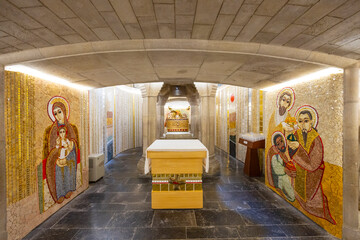 Interior of the crypt of the Santo Domingo de la Calzada Cathedral showing mosaics and altar in La...