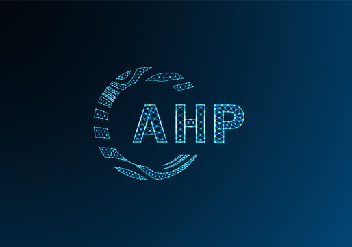 AHP low poly letter logo vector design. AHP lower poly logo design. AHP unique low poly logo design.