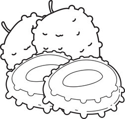 Lychee Black and White Illustration