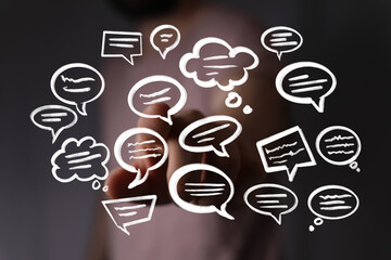 Concept image showing diverse thoughts and opinions.  Perfect for communication, feedback, and...
