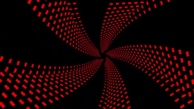 Abstract background pattern of 5 circular dotted lines with gold color centered in a circle, rotating.