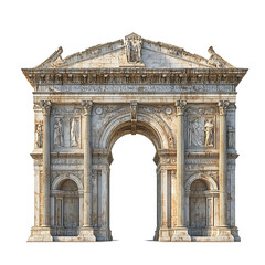 3D front view illustration of the Arch of Constantine Italy monument isolated on a white transparent background