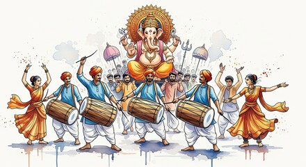 illustration of Lord Ganpati for Ganesh Chaturthi festival of India, Ganesh chaturthi for greeting,card, poster background.