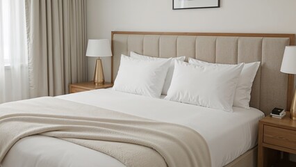 Elegant white bedding set including pillow and blanket for a restful sleep area