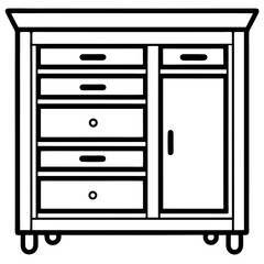 Minimalist Tool Storage Line Art Vector