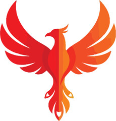 Fototapeta premium Illustration of a phoenix with wings outstretched in orange and red hues