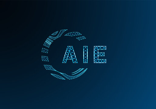 AIE low poly letter logo vector design. AIE lower poly logo design. AIE unique low poly logo design.