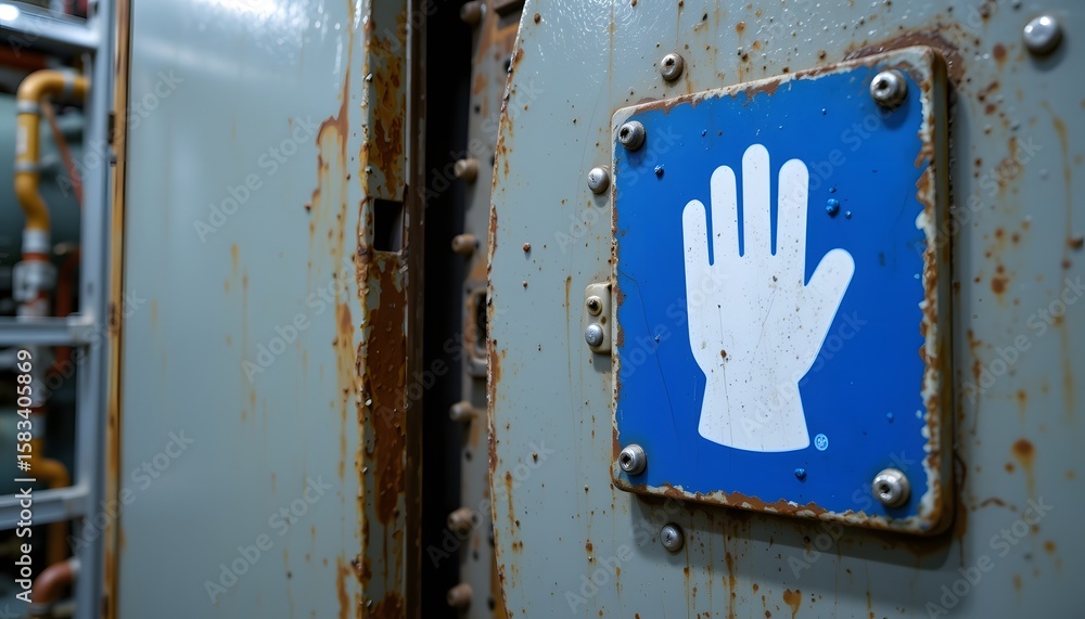 Poster do not enter sign: a close-up shot of a weathered door prominently displays a 