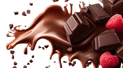 Melted Chocolate Dripping on Transparent Background