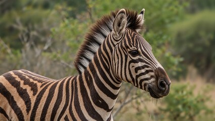 Fototapeta premium A baby zebra watches attentively.
