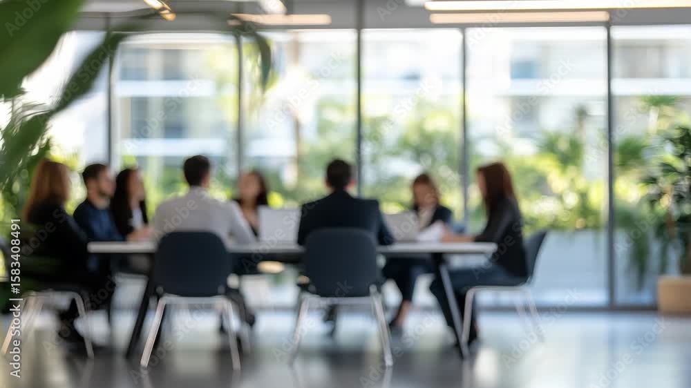 Poster a group of business professionals engages in a collaborative brainstorming session around a large ta