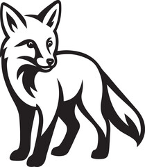 Fox vector illustration black and white style, Wild animal sketch in clean design