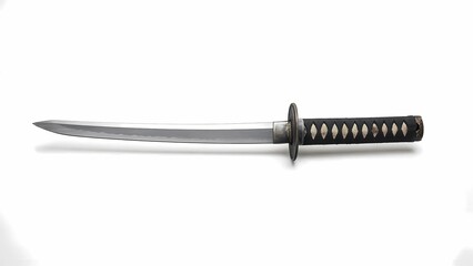 Sharp Samurai Katana with Traditional Wrapped Handle &ndash; Horizontal on White Background