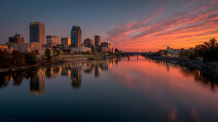 Obraz premium Little Rock Arkansas Skyline at Sunset Cityscape