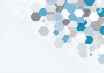 Minimalistic white background with simple geometric shapes and blank central space, featuring a light blue color scheme and flat vector style design suitable for business presentations