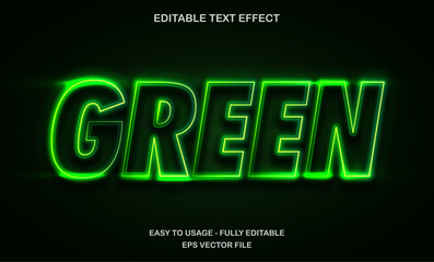 Green text effect, green neon light futuristic text style