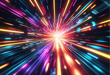 Naklejka premium Abstract hyper speed light trails background wallpaper for technology use