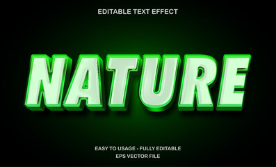 Text Nature, editable text effect with glowing green neon text style