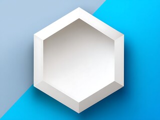 Minimalistic white background with simple geometric shapes and blank central space, featuring a light blue color scheme and flat vector style design suitable for business presentations