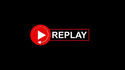 Replay Signs animation Neon Action replay animation on cyan color. replay text animation in black background. Replay Animation video for Live Streamers, Replay sign icon symbol animation on 