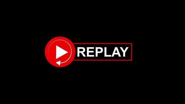 Replay Signs animation Neon Action replay animation on cyan color. replay text animation in black background. Replay Animation video for Live Streamers, Replay sign icon symbol animation on 