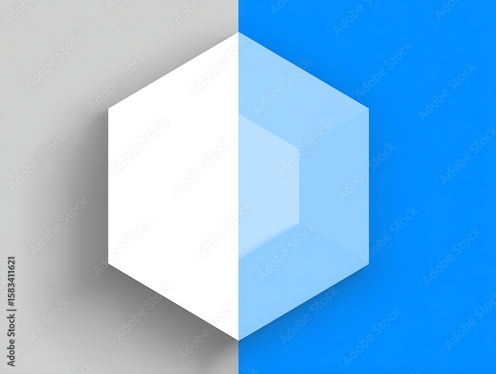 Fototapete minimalistic white hexagonal background in light blue and gray tones, flat vector style design with 