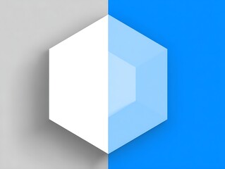 Minimalistic white hexagonal background in light blue and gray tones, flat vector style design with simple geometric 2D shapes, high resolution and empty space for presentation.