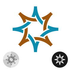 Celtic style star with 8 rays. Eight-pointed symbol with connected and interweaved wide line elements. Sky star or sun simple tattoo illustration. Navigation symbol.