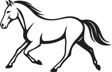 Running horse silhouette elegant black and white, Galloping horse vector design
