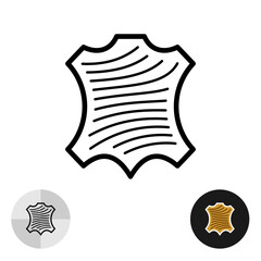 Leather tag with texture black line icon. Leather clothes goods property symbol. Wooden board vector icon. Editable stroke.