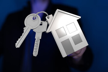 Image of house keys with a home icon, perfect for real estate, property, and homeownership concepts.