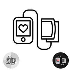 Tonometer icon. Medical equipment for blood pressure measuring. Heart health diagnosis electronic home device symbol. Editable stroke.