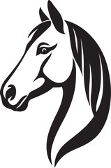 Horse head profile elegant vector black and white, Equine sketch for decor design