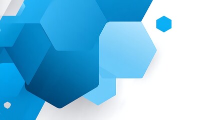 Minimalist white blank hexagonal shape with light blue background, simple vector illustration in flat design style, featuring clean lines, geometric symmetry, white empty space in center